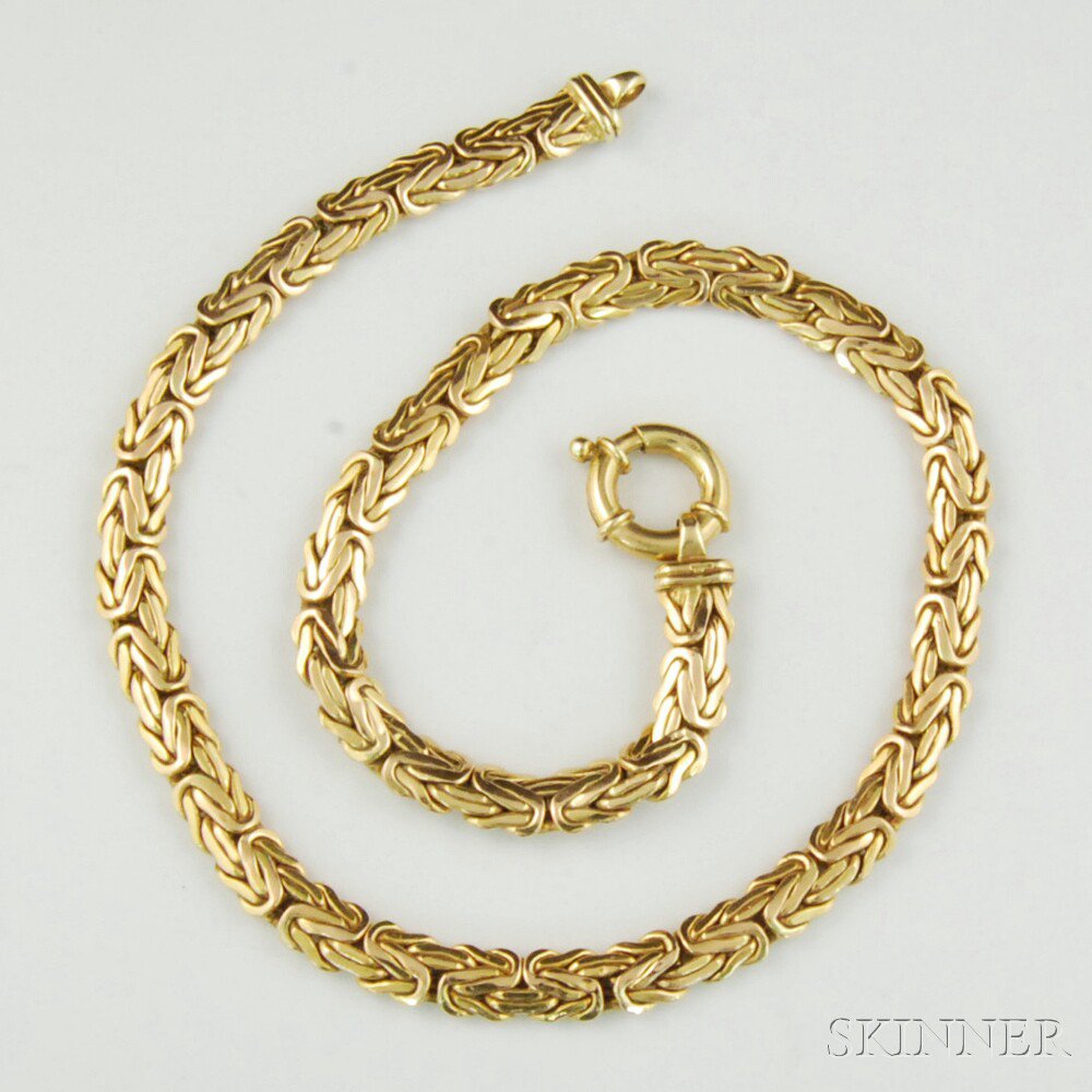 Appraisal: kt Gold Necklace of flattened braid links dwt lg in