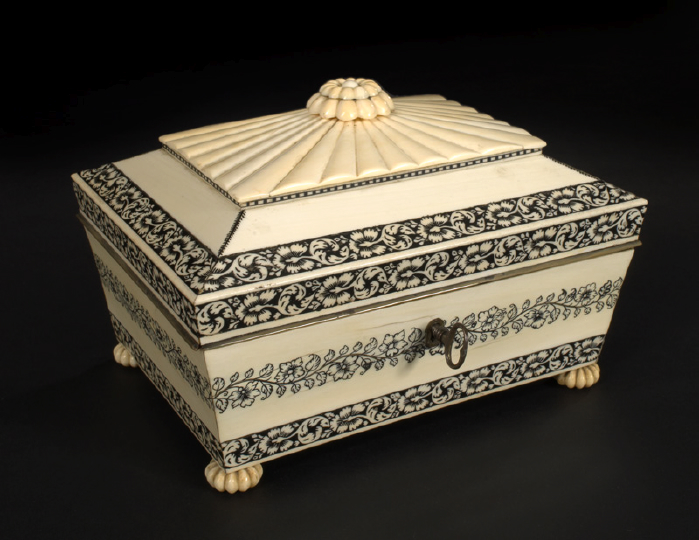 Appraisal: Attractive Anglo-Indian Engraved Ivory-Veneered and -Inlaid Workbox third quarter th