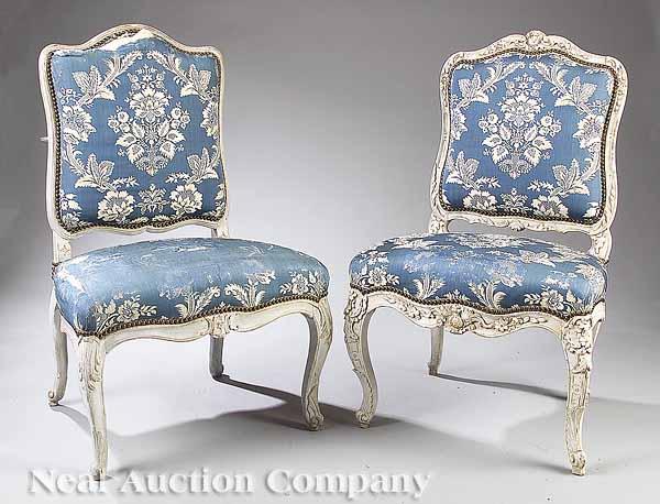 Appraisal: A Near Pair of Louis XV Cr me Peinte Side