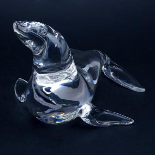 Appraisal: Steuben Seal Crystal Figurine Signed Good condition Measures H x