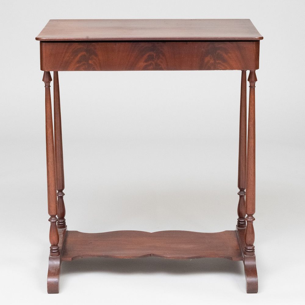 Appraisal: Late Federal Mahogany Side Table Fitted with one drawer x