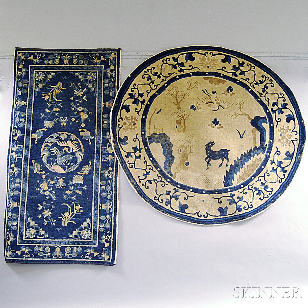 Appraisal: Two Blue and White Chinese Scatter Rugs th century a