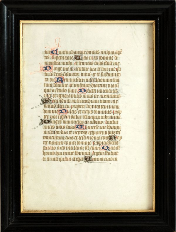 Appraisal: Illuminated manuscript a page from a prayer book on vellum