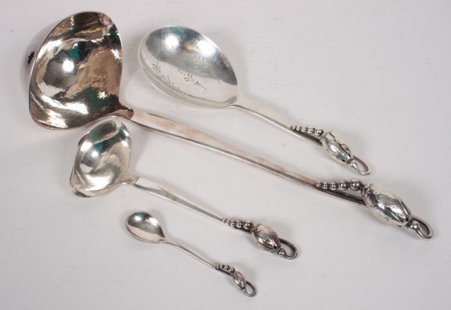 Appraisal: Four Georg Jensen sterling silver flatware items in the Blossom