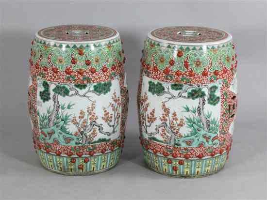 Appraisal: A pair of Chinese famille verte garden seats th century