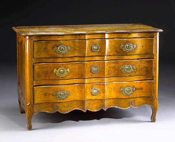 Appraisal: A Louis XV walnut commode mid th century The rectangular