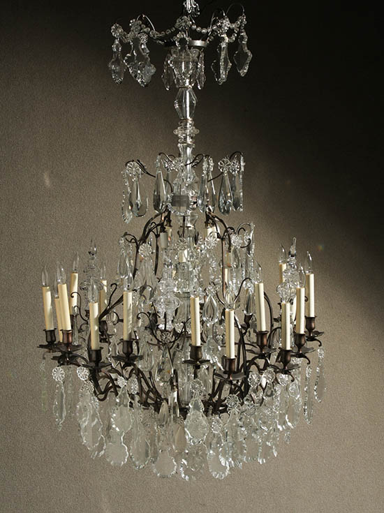 Appraisal: Baccarat Crystal and Bronze Thirty-Two-Light Chandelier Late th Century Having