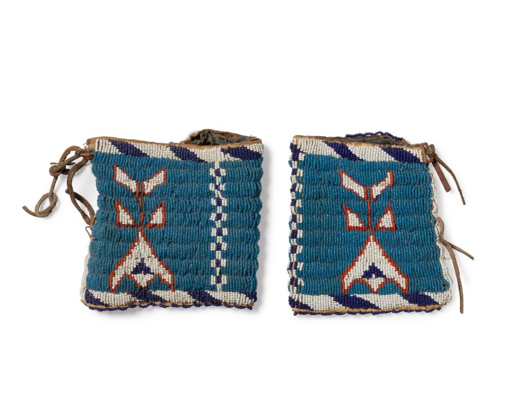 Appraisal: A pair of Sioux beaded hide gauntlets Late th Early