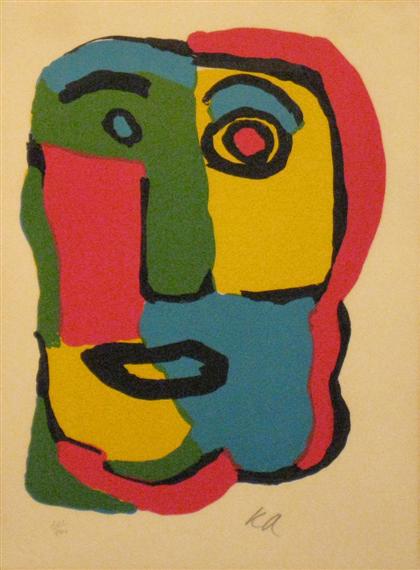 Appraisal: KAREL APPEL dutch - two color lithographs UNTITLED Pencil signed