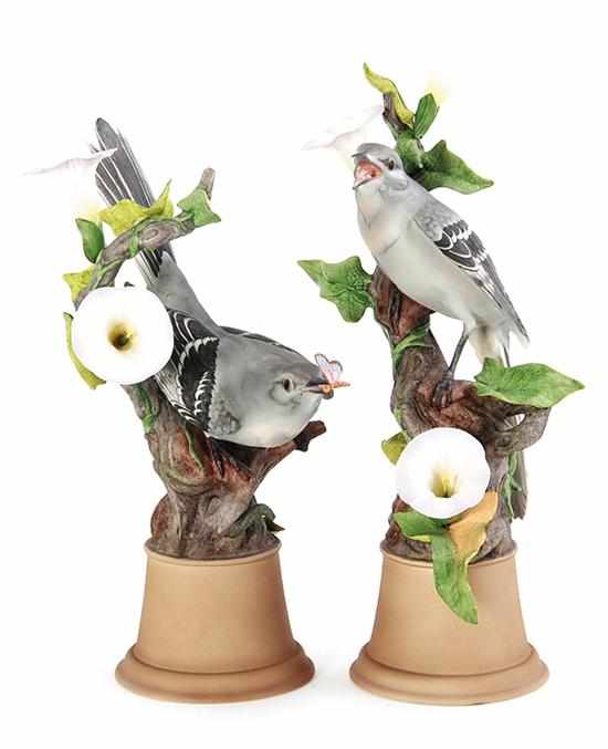 Appraisal: Pair Boehm Mockingbirds marked on underside Boehm H '' pcs