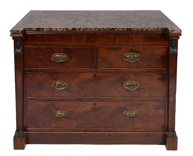 Appraisal: A TH CENTURY MAHOGANY CHEST of two short and two