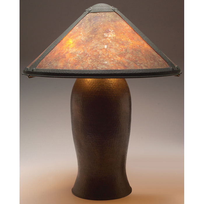 Appraisal: Arts and Crafts lamp large form with a hammered copper