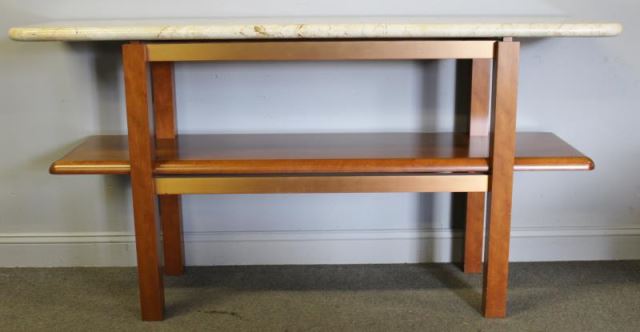 Appraisal: Marble Top and Brass Accent Console Possibly Pace Unmarked From