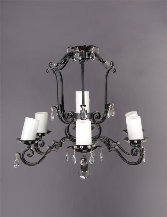 Appraisal: A Painted Cast Metal Seven-Light Chandelier Height inches