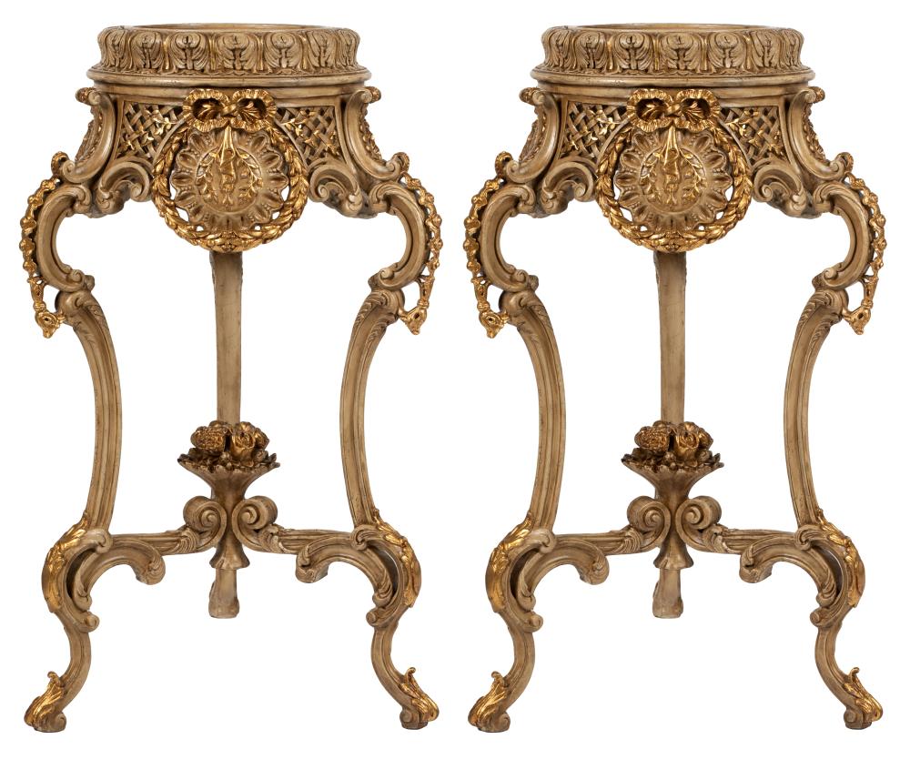 Appraisal: PAIR OF LOUIS XV STYLE PLANTERSwith painted wood and applied