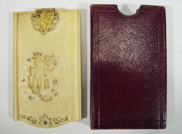 Appraisal: Ivory five panel notebook with gilt metal mounts the body