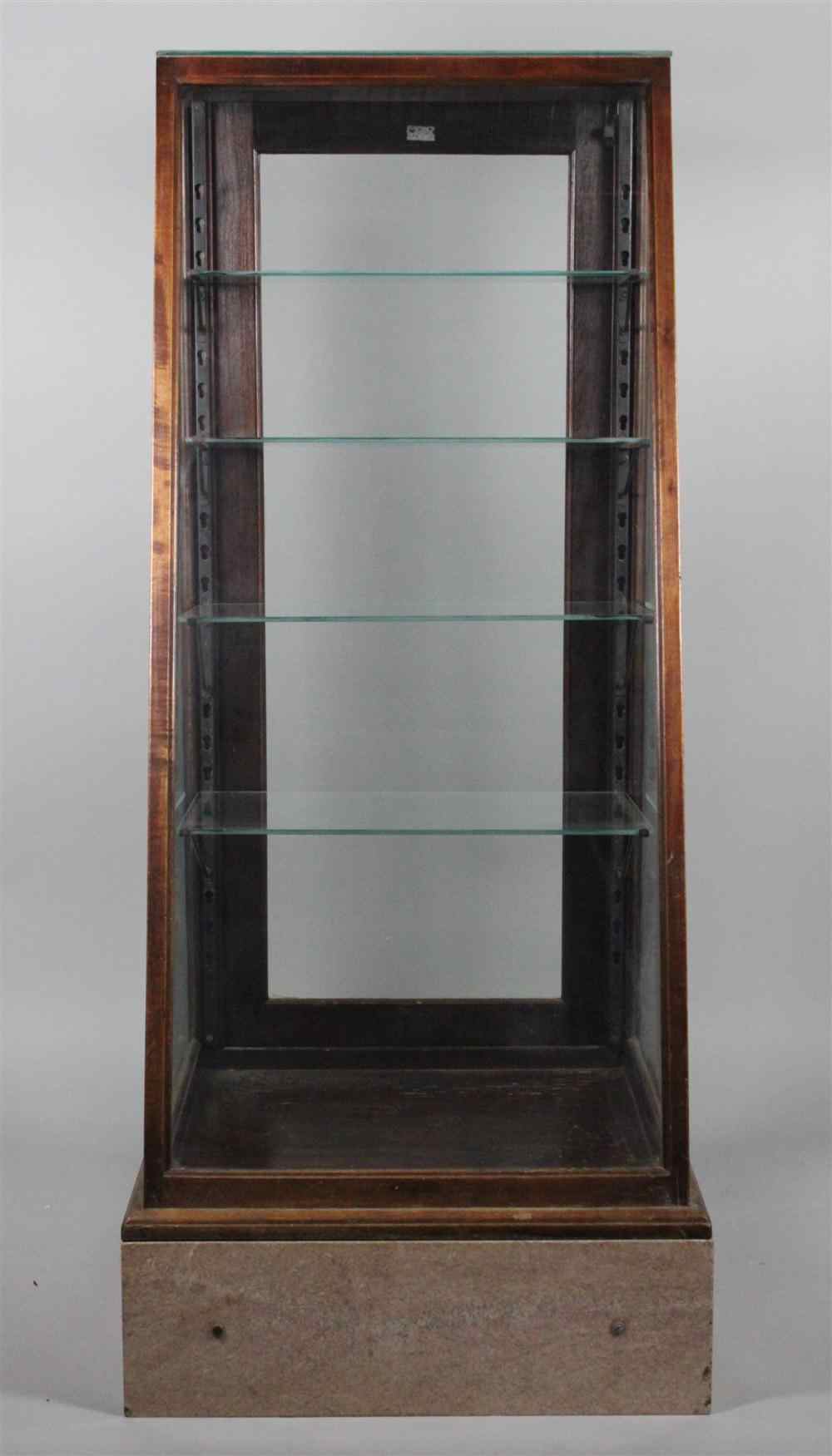 Appraisal: VINTAGE GLASS DISPLAY CABINET ON PARTIAL MARBLE BASE having a