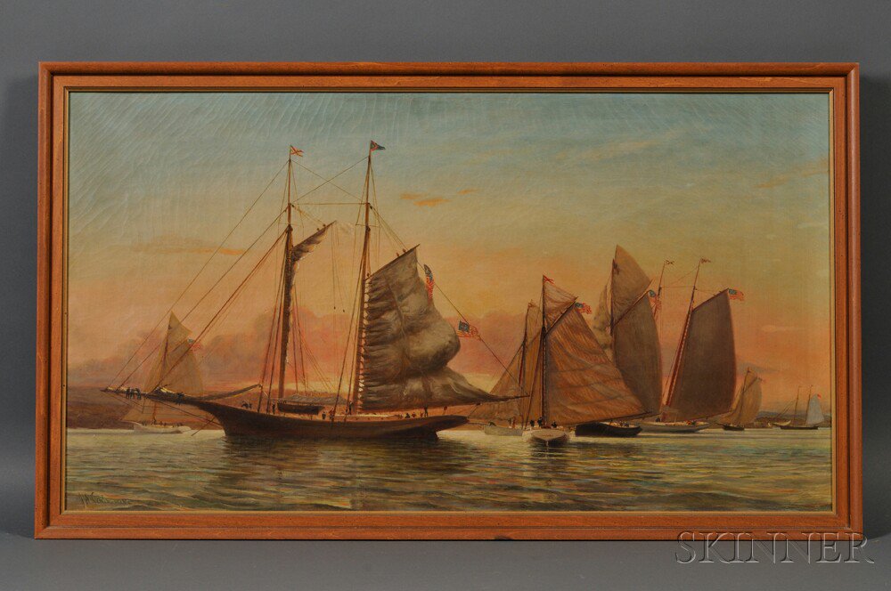 Appraisal: John Amory Codman Massachusetts - Sunset with Vessels at Newport