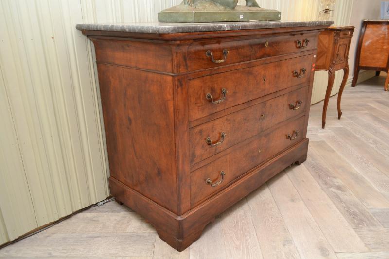 Appraisal: A LOUIS PHILIPPE FOUR DRAWER CHEST WITH MARBLE TOP A