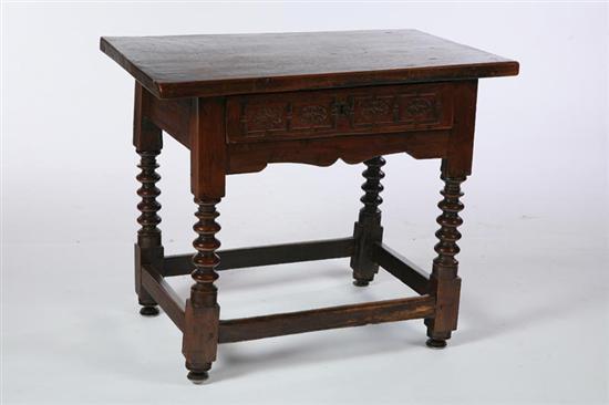 Appraisal: STRETCHER BASE TABLE European th century walnut and pine Single