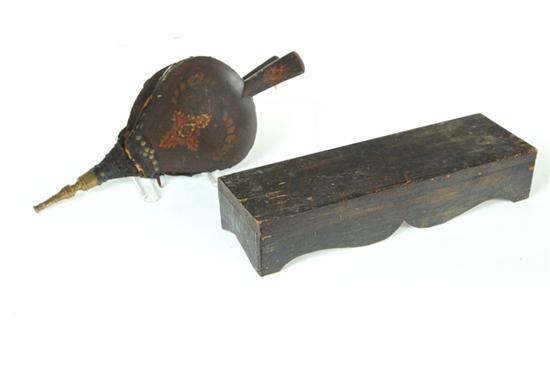 Appraisal: TWO ITEMS American th century Turtleback bellows with original stencil