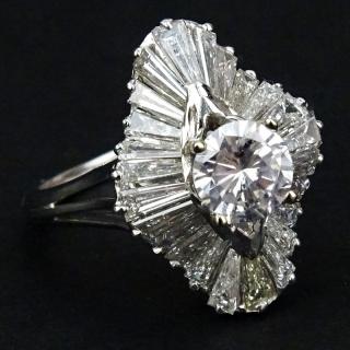 Appraisal: Contemporary Approx Carat Diamond and Platinum Ballerina Ring Center stone