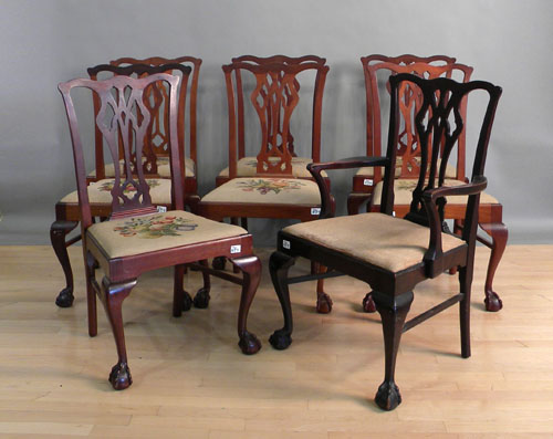 Appraisal: Set of eight Chippendale style mahogany dining chairs