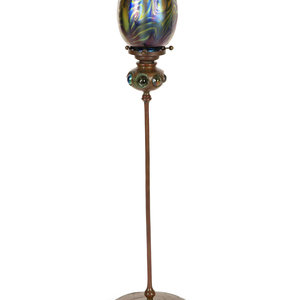 Appraisal: A Tiffany Studios Candle Stick Circa favrile glass bronze shade