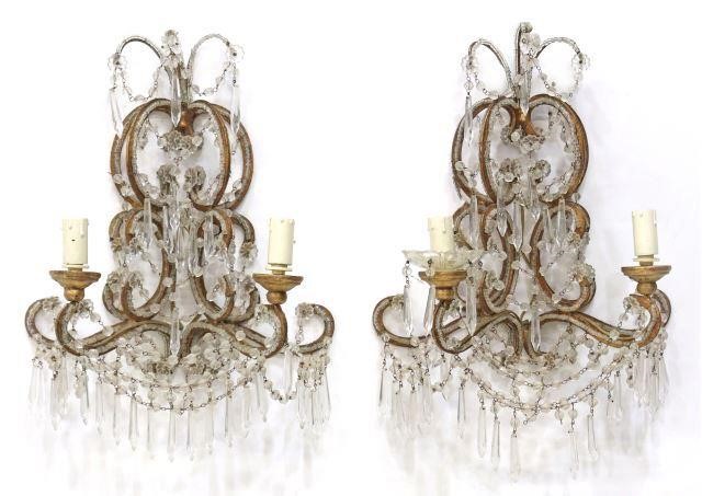 Appraisal: pair Italian two-light sconces th c gilt iron frame each