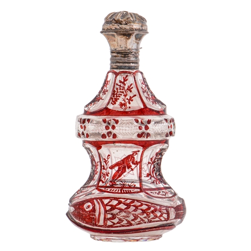 Appraisal: A French silver mounted ruby flashed and cut glass scent