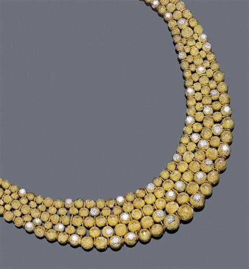 Appraisal: GOLD AND BRILLIANT-CUT DIAMOND NECKLACE VAN CLEEF ARPELS Yellow gold