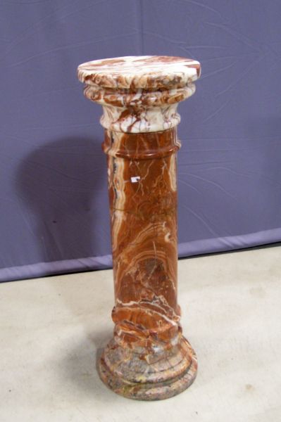 Appraisal: Marble Column Pedestal Brick red and white marble pedestal Old