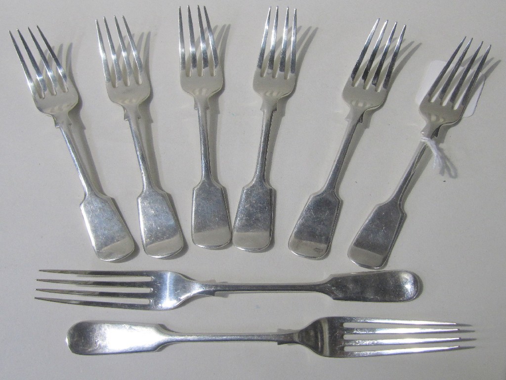 Appraisal: Set of eight silver forks London