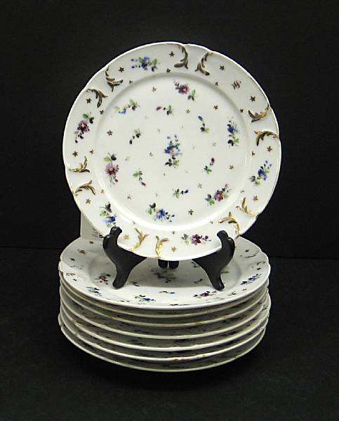 Appraisal: Eight French porcelain plates mid th century Each with relief