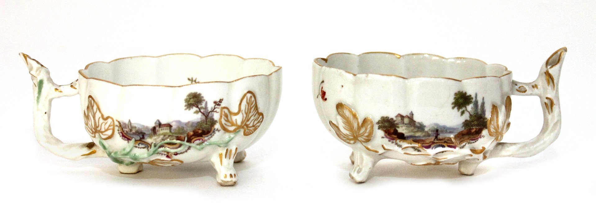 Appraisal: A pair of Ludwigsburg cups circa of lobed form with