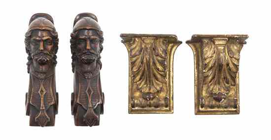 Appraisal: A Pair of Giltwood Brackets together with associated carved busts