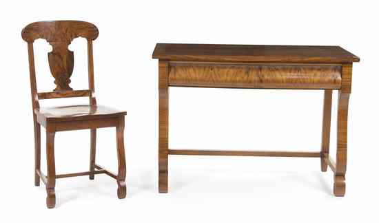 Appraisal: An American Burlwood Vanity the rectangular top over two aligned