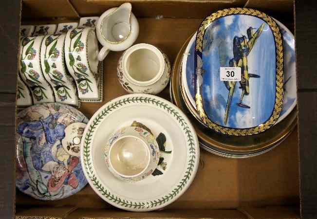 Appraisal: Tray of Portmeirion Dishes and Clock Cases Doulton and Wedgwood