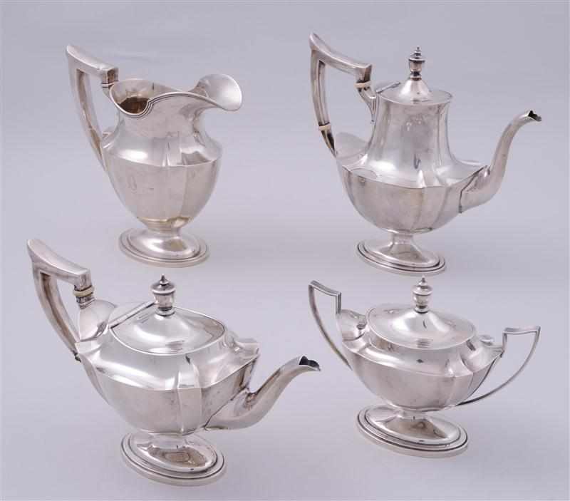 Appraisal: GORHAM SILVER THREE-PIECE COFFEE SET AND MATCHING MONOGRAMMED WATER PITCHER