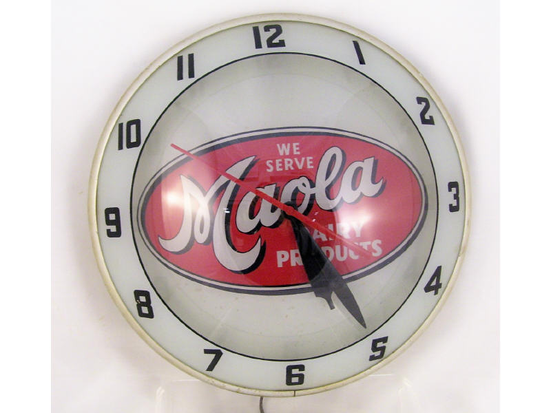 Appraisal: Maola Dairy Products Bubble Face Clock Bubble face clock with