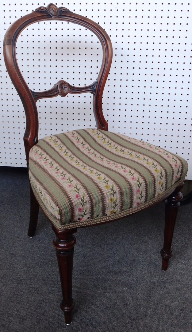 Appraisal: A set of six Victorian walnut framed balloon back dining