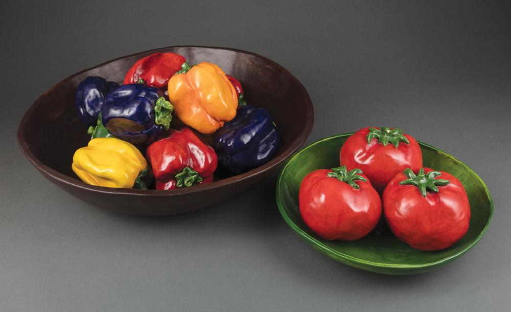 Appraisal: Betty Spindler American California b Bell Peppers and Tomatoes ceramic