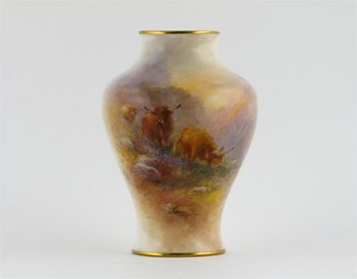 Appraisal: A small Royal Worcester vase painted by Harry Stinton with