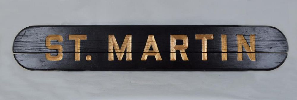 Appraisal: Ship Name Board From NY Tugboat St Martin in carved