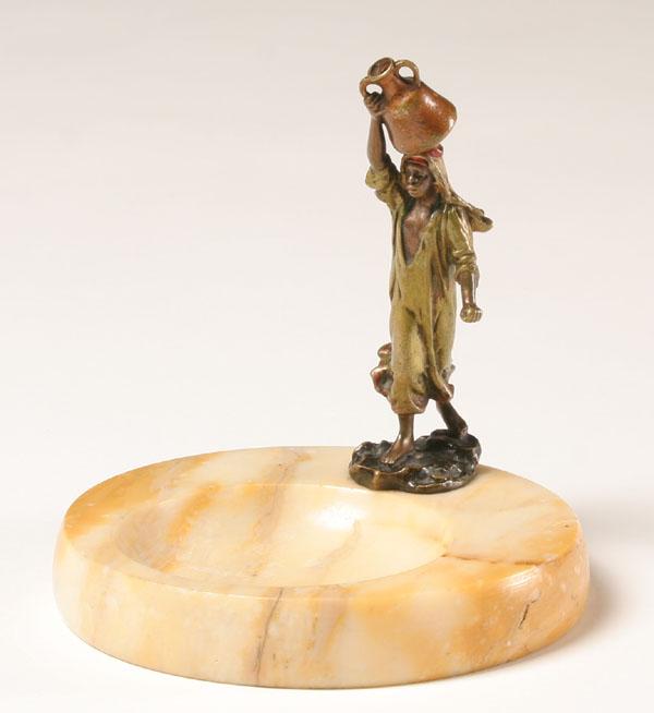 Appraisal: Bergman Vienna cold painted bronze figure at well with water