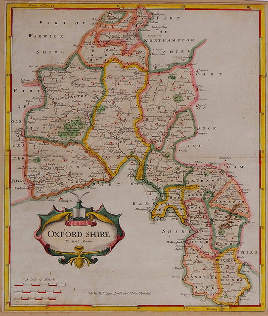 Appraisal: ROBERT MORDEN'Oxfordshire' double-page engraving hand-coloured x cm