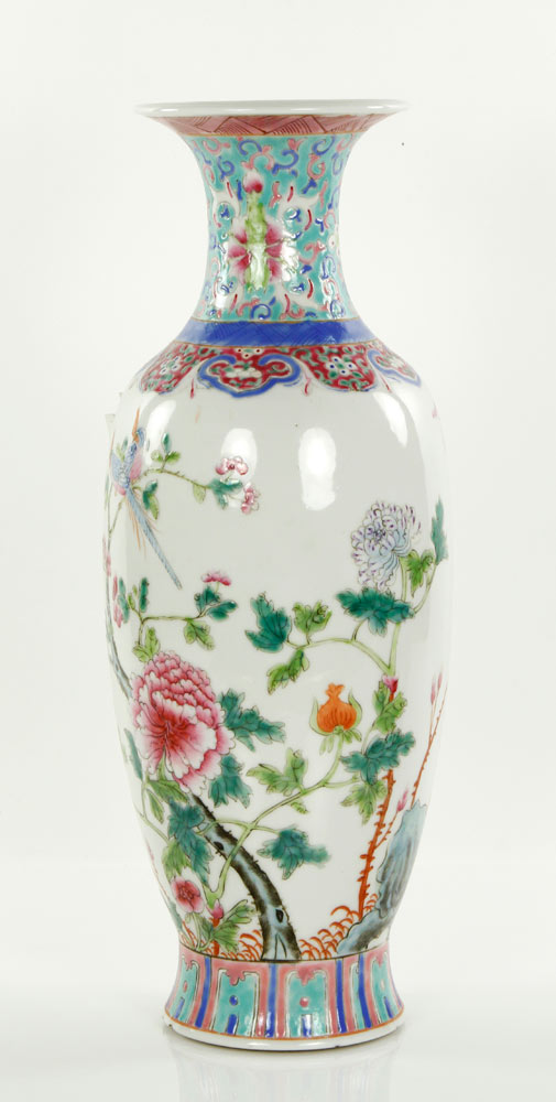 Appraisal: - Chinese Famille Rose Vase Famille rose vase mark on