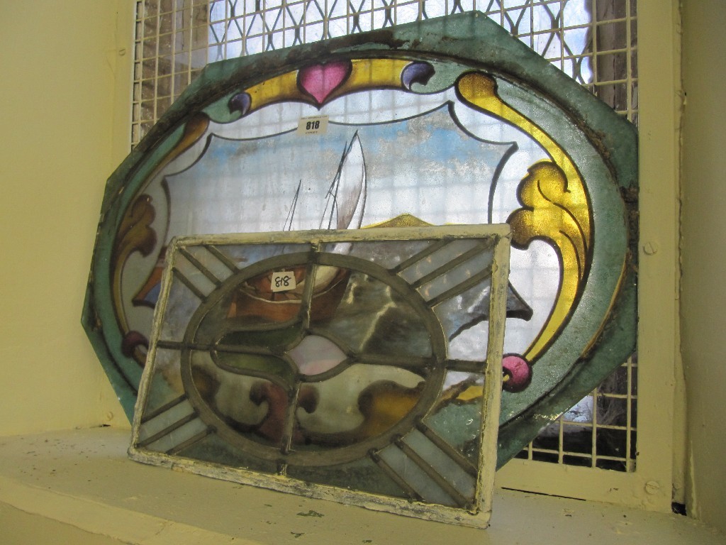 Appraisal: Stained glass panel and a stained leaded glass panel