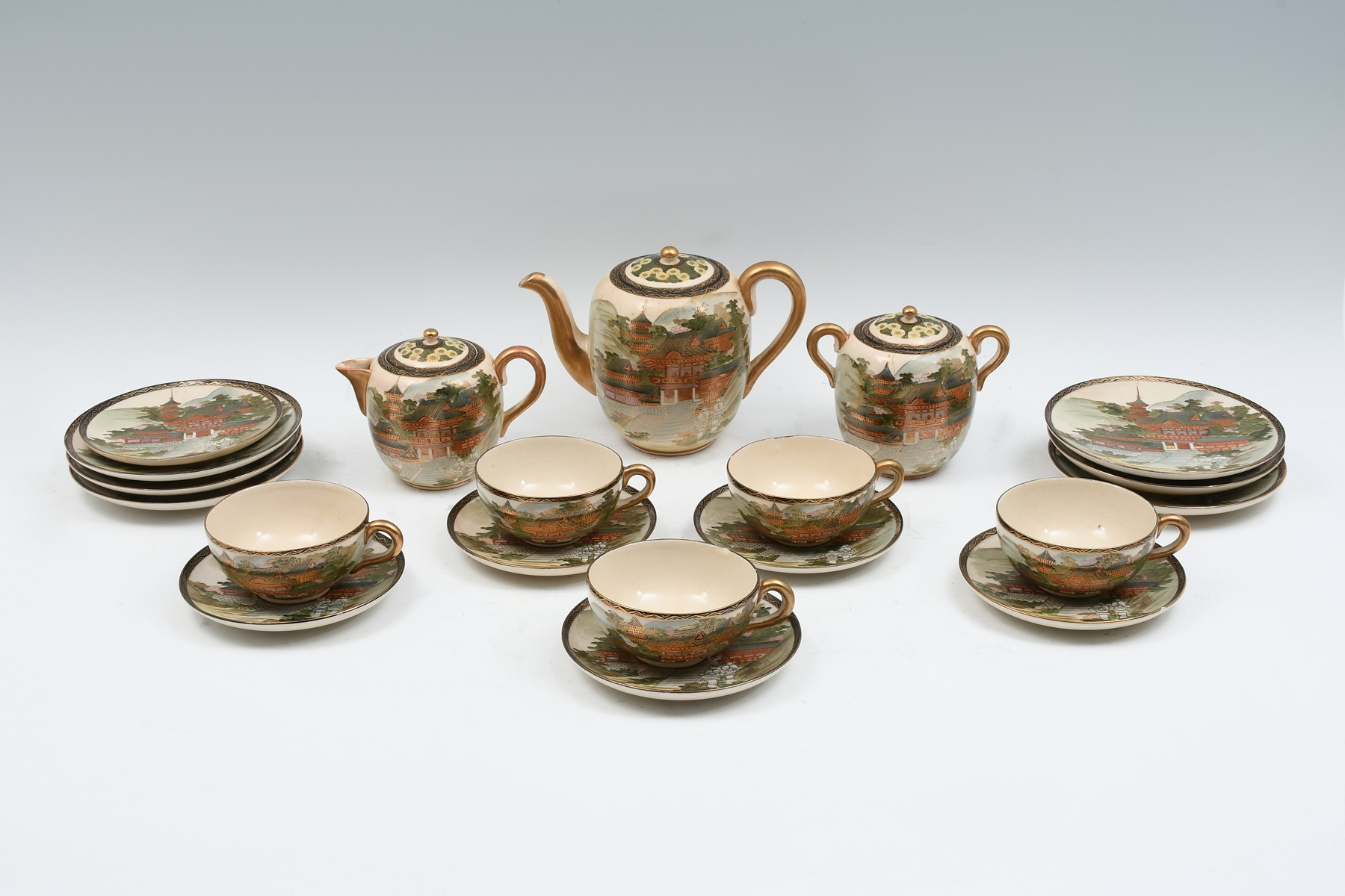 Appraisal: JAPANESE SATSUMA PORCELAIN TEA SET Comprising - Teapot - Creamer