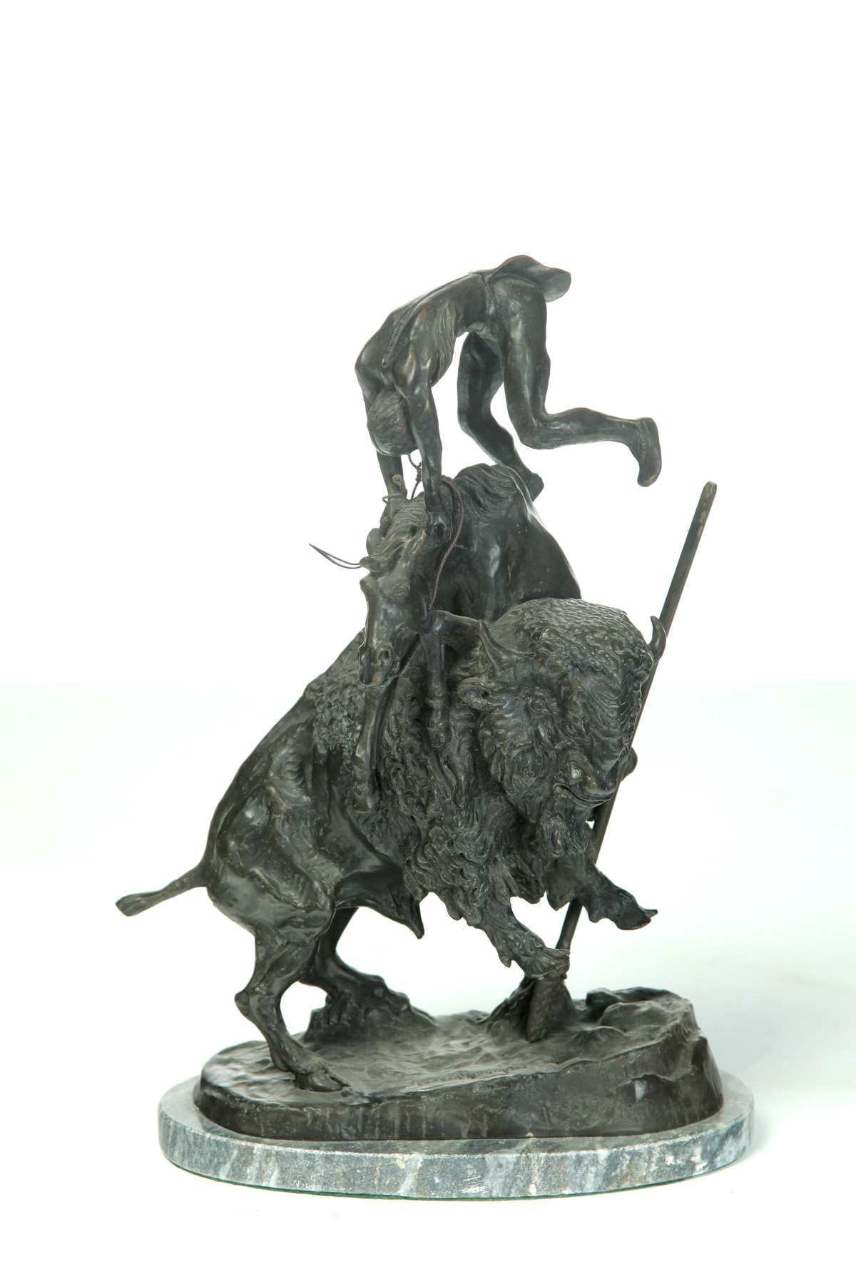 Appraisal: BRONZE BUFFALO HORSE AFTER FREDERICK REMINGTON Late th century signed